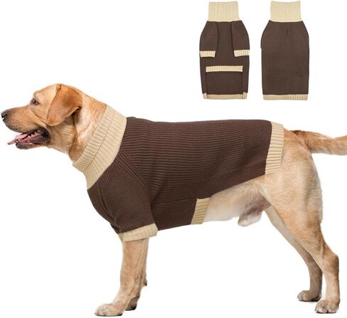 Dog Sweater XXXL, Turtleneck Sleeve Sweater with Leash Hole, Stretchy Christmas Sweaters for Large Dogs Male Female, Holiday Knitted Jumper for Husky, Golden Retriever, Doberman, Burgundy 3XL in Kuwait