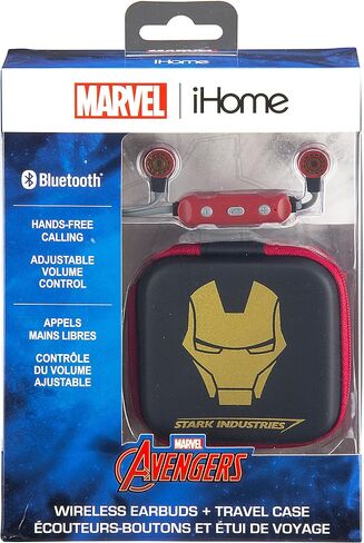 eKids Avengers Iron Man Bluetooth Wireless Earbuds and Travel Case with Hands Free Calling and Adjustable Volume Control in Saudi Arabia