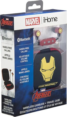 eKids Avengers Iron Man Bluetooth Wireless Earbuds and Travel Case with Hands Free Calling and Adjustable Volume Control in Saudi Arabia