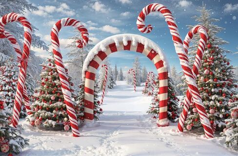 Kate Christmas Backdrops Children Christmas Party Decor Backdrop Candy House Winter Outdoor Scene, 7x5ft in Saudi Arabia