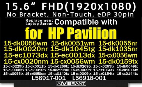 Replacement Screen Compatible with HP Pavilion Gaming 15-cx 15-dk 15-ec,60Hz,FHD 1920x1080 30Pin Non-Touch, 15.6'' LED LCD Display Panel 15-dk0056wm -dk0051wm -ec1073dx -ec0013dx -cx0020nm -cx0056wm in Saudi Arabia