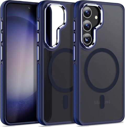 Magneic for Samsung Galaxy S25 Plus/S25+ Case Compatible with Magsafe, [Drop Protection] & [Anti-Slip Edge] S25 Plus Phone Case, Stylish Matte Translucent Galaxy S25+ Cover (Black/Orange) in Saudi Arabia