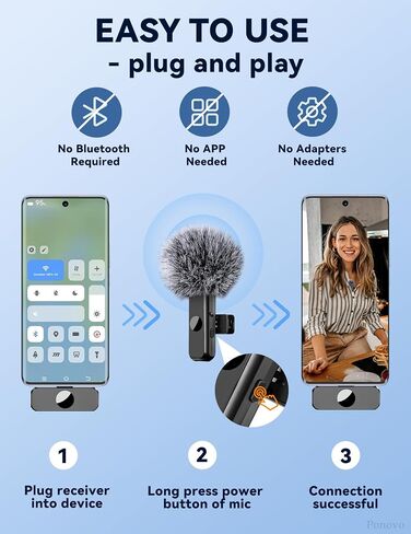Wireless Lavalier Microphone Compatible with iPhone, Dual Mini Lapel Mic for Phone Video Recording, Wireless Clip On Microphone for TikTok YouTube Live Stream Vlog in Saudi Arabia