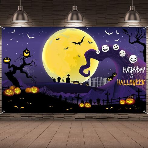 Halloween Before Christmas Backdrop Decorations, Pumpkin Moonlight Newborn Trick or Treat Party Photo Booth Props for Kid Halloween Scary Party Birthday Baby Shower Supplies (Stylish Style) in Saudi Arabia