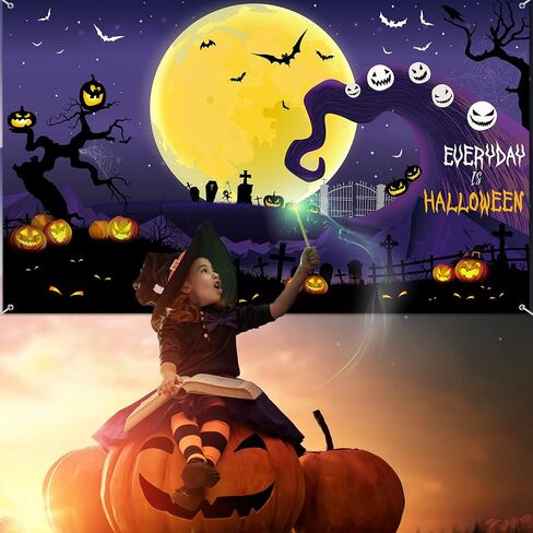 Halloween Before Christmas Backdrop Decorations, Pumpkin Moonlight Newborn Trick or Treat Party Photo Booth Props for Kid Halloween Scary Party Birthday Baby Shower Supplies (Stylish Style) in Saudi Arabia