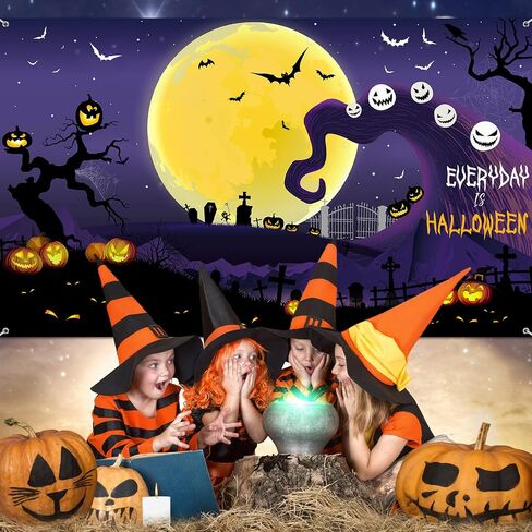 Halloween Before Christmas Backdrop Decorations, Pumpkin Moonlight Newborn Trick or Treat Party Photo Booth Props for Kid Halloween Scary Party Birthday Baby Shower Supplies (Stylish Style) in Saudi Arabia
