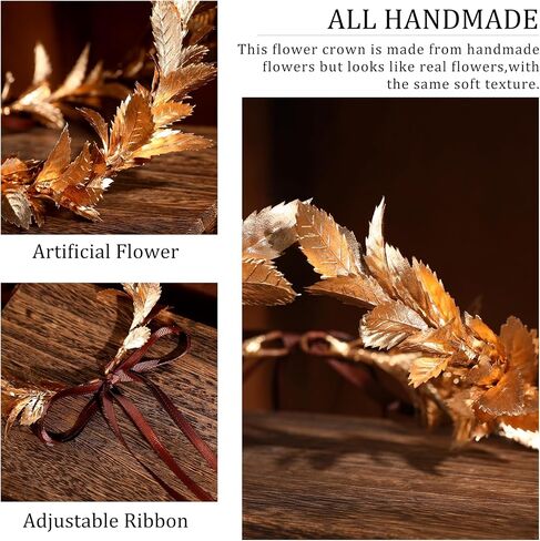 Woodland Gold Laurel Crown - Greek Forest Headpiece Elf Leaf Circlet for Adult Renaissance Cosplay Toga Costume in Saudi Arabia