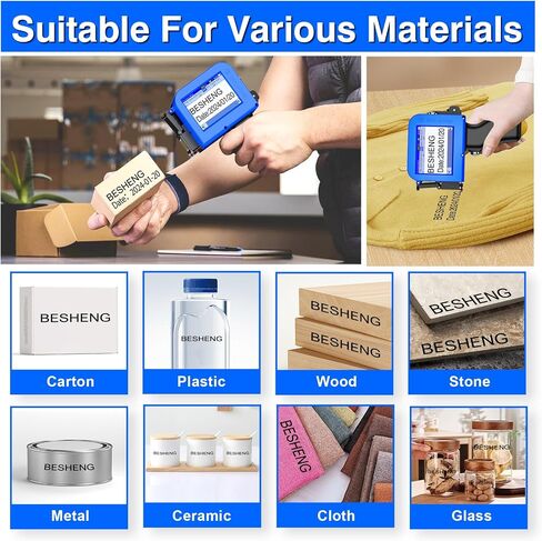 Mini Handheld Inkjet Printer, Handheld Printer Portable with 42ml Fast-Drying Solvent Ink Handheld Inkjet Printer Gun for Date/Batch/QRcode/Barcode Handheld Printer for Any Surface (MP10, 0.5inch) in Kuwait