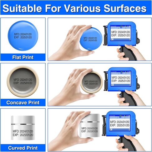 Mini Handheld Inkjet Printer, Handheld Printer Portable with 42ml Fast-Drying Solvent Ink Handheld Inkjet Printer Gun for Date/Batch/QRcode/Barcode Handheld Printer for Any Surface (MP10, 0.5inch) in Kuwait