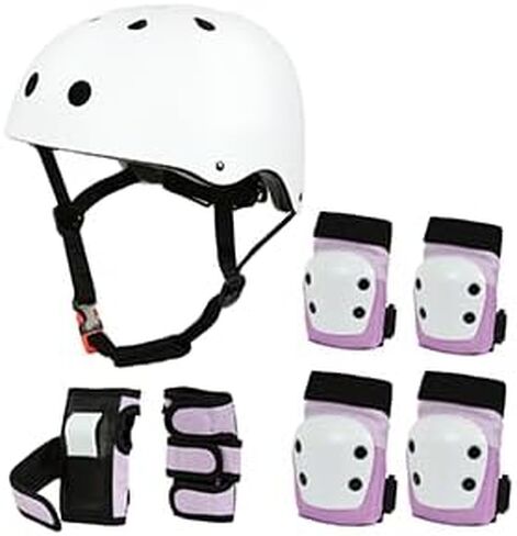 Kids Helmet and Pads Set, Adjustable Toddler Helmet Knee Pads for Girls 3-10, Protective Gear Set with Drawstring Bag, Helmet Elbow Wrist Guards for Sport Rollerskating, Rollerblading in Saudi Arabia