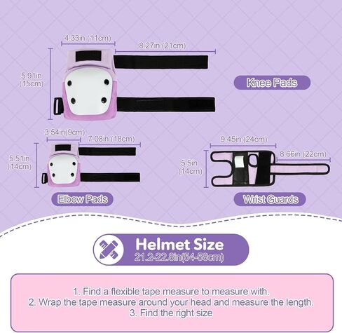Kids Helmet and Pads Set, Adjustable Toddler Helmet Knee Pads for Girls 3-10, Protective Gear Set with Drawstring Bag, Helmet Elbow Wrist Guards for Sport Rollerskating, Rollerblading in Saudi Arabia