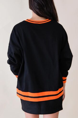 المرأة هالوين الترتر البلوز موسم مخيف مضحك الجرافيك قمصان طويلة الأكمام Crewneck سترة ملابس الهالوين in Saudi Arabia