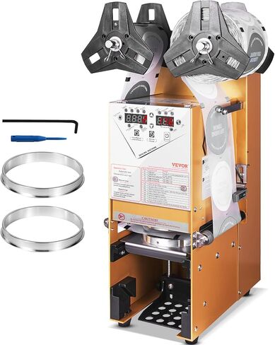 VEVOR Bubble Tea Machine, Fully Automatic Cup Sealing Machine, Electric Machine 500-650 Cups/H for 180 mm Tall & 90/95 mm Cup with Digital Control LCD Panel for Bubble Milk Tea Coffee Gold in Saudi Arabia