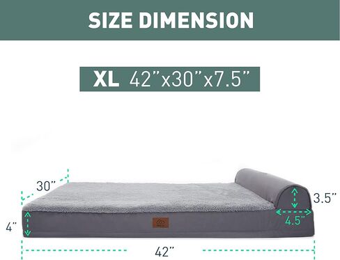 سرير كلب كبير لتقويم العظام من Eterish للكلاب المتوسطة والكبيرة التي يصل وزنها إلى 75 رطلاً، وأريكة أريكة للكلاب بسمك 3 بوصات مع غطاء قابل للإزالة، وسرير للحيوانات الأليفة قابل للغسل في الغسالة، رمادي in Kuwait