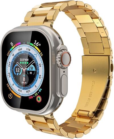 Stainless Steel Watch Band Compatible with Apple Watch Bands 49mm 45mm 44mm 42mm 40mm 41mm 38mm, Men Women Metal Watch Strap Waistband for iWatch Ultra Series 8 7 6 5 4 SE in Kuwait