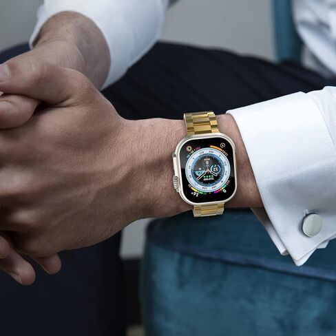 Stainless Steel Watch Band Compatible with Apple Watch Bands 49mm 45mm 44mm 42mm 40mm 41mm 38mm, Men Women Metal Watch Strap Waistband for iWatch Ultra Series 8 7 6 5 4 SE in Kuwait