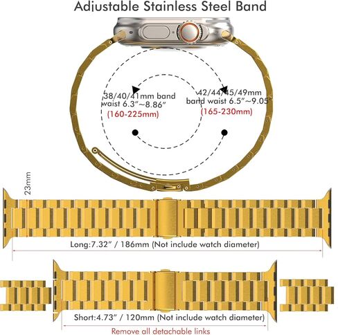 Stainless Steel Watch Band Compatible with Apple Watch Bands 49mm 45mm 44mm 42mm 40mm 41mm 38mm, Men Women Metal Watch Strap Waistband for iWatch Ultra Series 8 7 6 5 4 SE in Kuwait