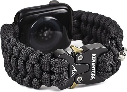 Paracord Band Compatible with Apple Watch Band 38mm 40mm 41mm 42mm 44mm 45mm for Men，Survival Military Tactical Paracord Weave Wristband Compatible for iWatch Series SE 7/6/5/4/3/2/1 in Saudi Arabia