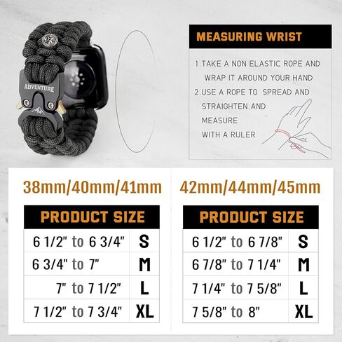 Paracord Band Compatible with Apple Watch Band 38mm 40mm 41mm 42mm 44mm 45mm for Men，Survival Military Tactical Paracord Weave Wristband Compatible for iWatch Series SE 7/6/5/4/3/2/1 in Saudi Arabia
