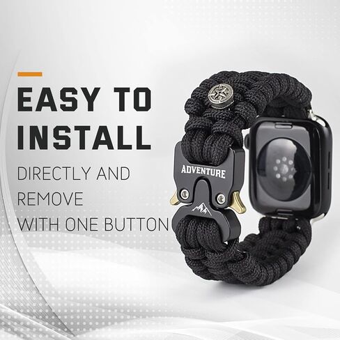 Paracord Band Compatible with Apple Watch Band 38mm 40mm 41mm 42mm 44mm 45mm for Men，Survival Military Tactical Paracord Weave Wristband Compatible for iWatch Series SE 7/6/5/4/3/2/1 in Saudi Arabia