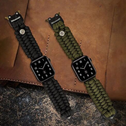 Paracord Band Compatible with Apple Watch Band 38mm 40mm 41mm 42mm 44mm 45mm for Men，Survival Military Tactical Paracord Weave Wristband Compatible for iWatch Series SE 7/6/5/4/3/2/1 in Saudi Arabia