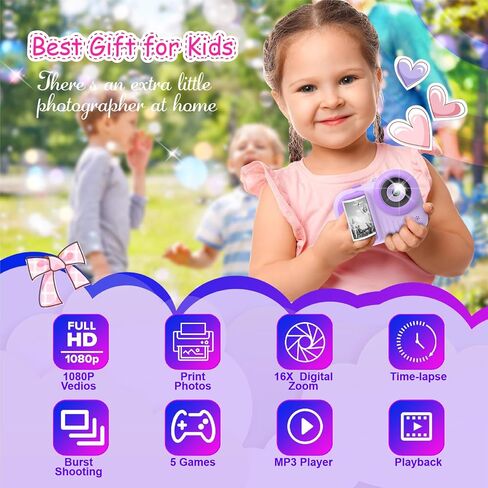 Kids Camera Instant Print, 3.5 Inch Screen Kids Digital Camera Instant, Christmas Birthday Gifts for Girls Age 3-12, Portable Toddler Camera Toy Gifts for 3 4 5 6 7 8 9 10 Year Old Girls Boys (Rose) in Saudi Arabia