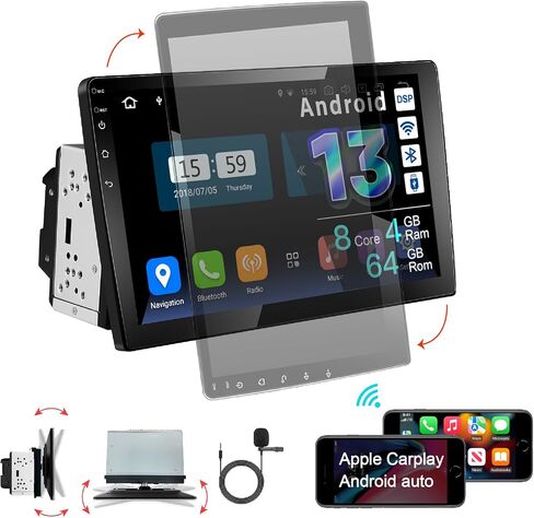 AMASE AUDIO Android 13 Car Stereo, Octa Core (4+64GB), Wireless Carplay Android auto, DSP+, 10.1" Touchscreen, 2Din for Universal, Support 4G WiFi Bluetooth/Rear Camera in Saudi Arabia