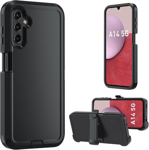 for Samsung Galaxy A14 5G case,A14 5G Heavy Duty case,[Military Grade Protective ][Shockproof] [Dropproof] [Dust-Proof], ONLY Fit Galaxy A14 5G Phone (Black) in Kuwait