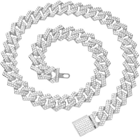 Gold Dog Chain Collar, Bling Diamond Cuban Link Puppy Collars Glitter Rhinestone Cat Collar for Small Medium Large Pet Dogs, 8-Inch in Kuwait