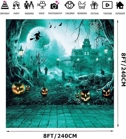 7X5FT Halloween Backdrop Halloween Graveyard Backdrop Halloween Wall Background Halloween Scene Setter Banner F117 in Saudi Arabia
