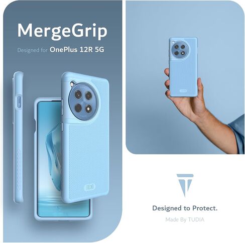 TUDIA MergeGrip [درجة عسكرية] مصممة لحافظة OnePlus 12R 5G (2024)، [تم اختبار السقوط] حافظة هاتف واقية متينة ورفيعة وشديدة التحمل بطبقة مزدوجة مقاومة للصدمات - أسود داكن in Saudi Arabia