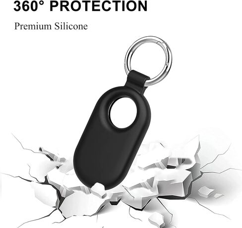 Case for Galaxy SmartTag2 Tracker, Soft Silicone Skin Cover Shock-Absorbing Protective Case with Carabiner (Black+Red) in Saudi Arabia