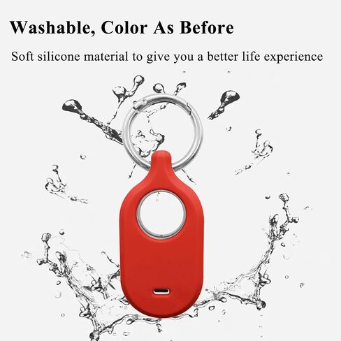 Case for Galaxy SmartTag2 Tracker, Soft Silicone Skin Cover Shock-Absorbing Protective Case with Carabiner (Black+Red) in Saudi Arabia
