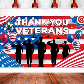 Large 71" X 43" Memorial Day Banner, Memorial Day Decorations, Memorial Day Decorations for Office, Thank You Veterans Banner Memorial Day 4th of July Veterans Day Patriotic Decorations tineit in Saudi Arabia
