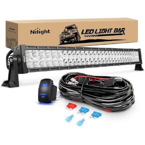 Nilight LED Light Bar 32Inch 180W Spot Flood Combo Led Off Road Lights 12V 5Pin Rocker Switch LED Light Bar Wiring Harness Kit, 2 Years Warranty (ZH079), Clear,White