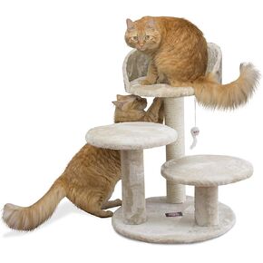 Majestic Pet Products 27 inch Cream Bungalow Cat Furniture Condo House Scratcher Multi Level Pet Activity Tree