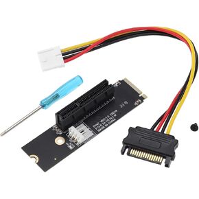 M.2 NGFF to PCI-E X4 Slot Riser Card Key M 2260 2280 SSD Port to PCIE Adapter with SATA Power Cord Compatible with Miner Mining