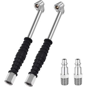 WNCGC Closed 9.37" Extended Reach Dual Head Air Chuck, 2-Way Connection 1/4" FNPT Tire Chuck w/Standard Quick Plug, Air Compressor Fill Kit for Truck RV Semi Dually Tires