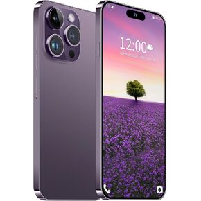 I15 Pro MAX Unlocked Phone, The Phone Battery 6800mAh 6.82" HD Screen Cell Phone, Android 13.0 6+256GB with 128GB Memory Card Smartphone, Face ID/Fingerprint Lock/5G/GPS (Purple)