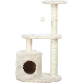 TRIXIE Casta Cat Tree with Condo | 2 Platforms | Dangling Cat Toy, Brown, 21.5 x 13.75 x 37.25 in.