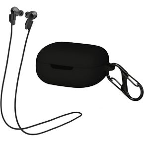 kwmobile Case & Strap Compatible with JBL Live Pro Plus Case - Cover & Cord Holder Set - Black/Black