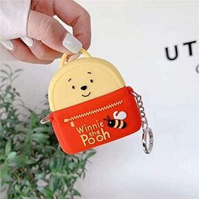 Soft Silicone Case with Keychain for Apple AirPods 1 2 1st 2nd Bear Honey Bee Backpack Bag Soft Silicone 3D Anime Cartoon Cute Lovely Fun Kids Girls
