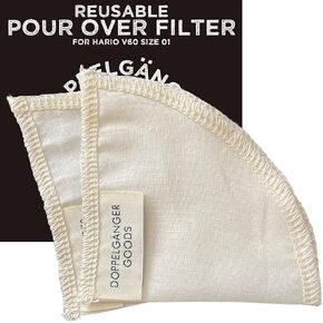 (2-Pack) Reusable Organic Cotton Pour Over Cone Filters for Hario V60, Chemex, Kalita and Origami Style Filters — Pourover Coffee Filter Maker Cup Ceramic, Glass, Plastic Dripper (Size 02, 2-4 Cups)