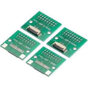 MECCANIXITY FPC FFC PCB Converter Board 16P 0.5mm on Socket Side, Back 1.0mm, to DIP 2.54mm for LCD 3D Printer Camera DVD TV Laptop Pack of 4