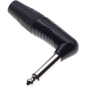 6.35mm 1/4" Inch Mono Angled Jack Plug, 2-Pole, Plastic Grip Repair Jack TS Male Solder Type DIY Audio Cable Connector with with Tin Plated Contacts