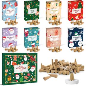 LA BELLEFÉE Incense Cones with Holder, 120 Pcs Mixed Natural Scents Deco Forest, Cedarwood, Apple Pie, Apple & Cinnamon, Vanilla & Mint, Coconut & Vanilla, Warm Sunshine, Orange & Mint