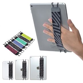 TFY Security Hand-Strap Compatible with Tablets, iPad 10th Gen & Air 5 & Air 4 & Mini 6 & Pro 9.7 in, Pro 11 in - Samsung Galaxy Tab & Note - Google Nexus and More - Grey/Black