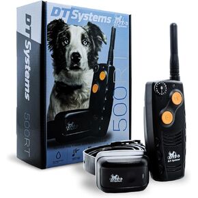 DT Systems 500RT Dog Training Collar with Remote - Waterproof Rechargeable E-Collar - 500 Yard Range - 15 Training Levels Vibration and Beep Modes for Small to Large Dogs 7 to 85 lbs - Made in Korea