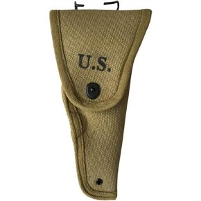 US WWII Canvas Colt .45 M1911 Utility Holster Reproduction Semi-Auto Pistol Canvas Holster, Khaki