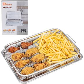 Air Fryer Basket for Oven, Small 2 Piece Nonstick Crisper Tray & Basket 1PCS, Stainless Steel Air Fryer Accessories for Crispy Foods Healthy Cooking